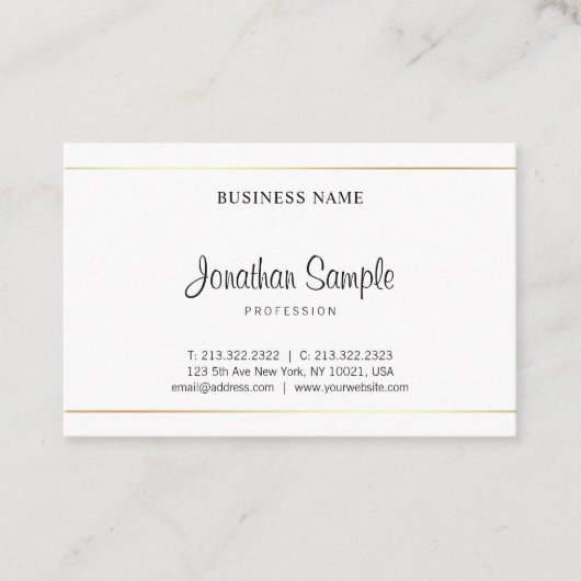 Salon Calligraphy Script Modern Elegant Plain Luxe Visitekaartje (Voorkant)