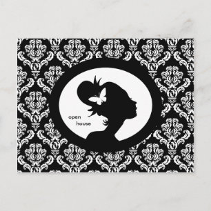 Salon Card Butterfly Woman Silhouette Uitnodiging Briefkaart