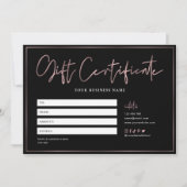 Salon Chic Roos Gold Black Trendy Gift Certificate (Voorkant)