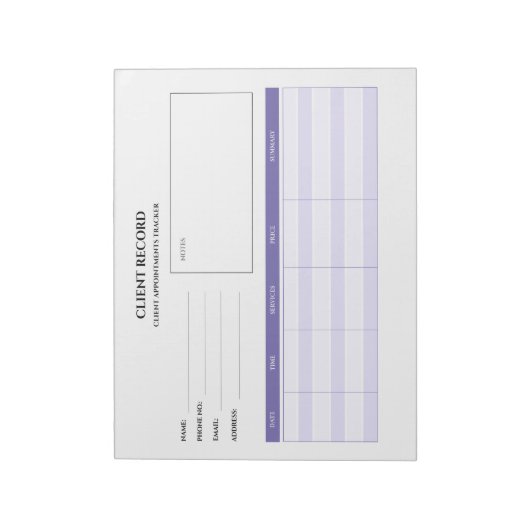 Salon Client Tracking Aangepast Notitieblok (Linkerzijde)