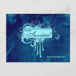 Salon Concrete Grunge Blue Denim Uitnodiging Briefkaart