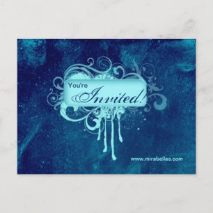 Salon Concrete Grunge Blue Denim Uitnodiging Briefkaart