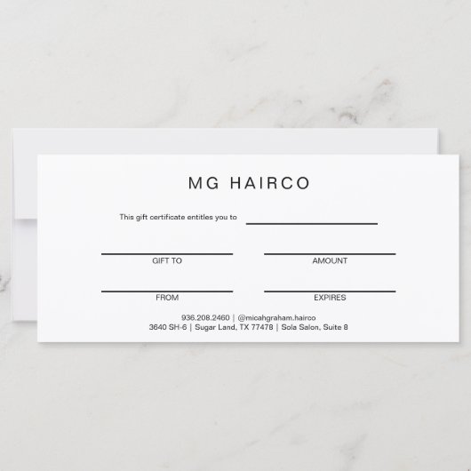 Salon Customer B/W Cadeaubon III (Achterkant)