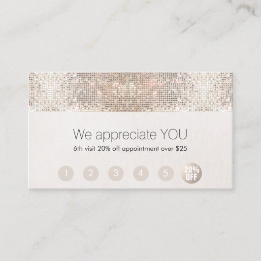 Salon Customer Loyalty 6 Punch Silver Sequin (Voorkant)