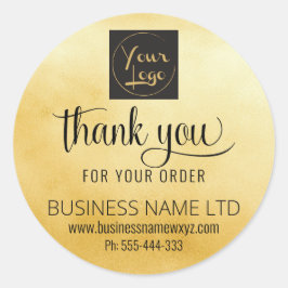 Salon Dank u Gold Black Voeg uw Logo toe Ronde Sticker