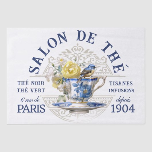 Salon de Thé Tearoom Franse ontkoppeling van vogel Tissuepapier (Voorkant)