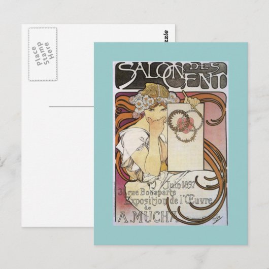 Salon des Cent. ~ Alphonse Mucha Briefkaart (Voorkant / Achterkant)