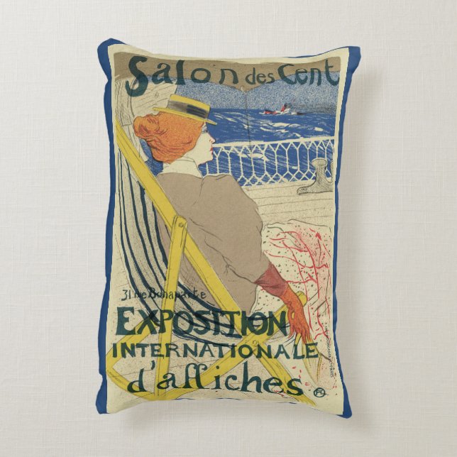 Salon des Cents by Toulouse Lautrec, Art Nouveau Accent Kussen (Achterkant (Verticaal))