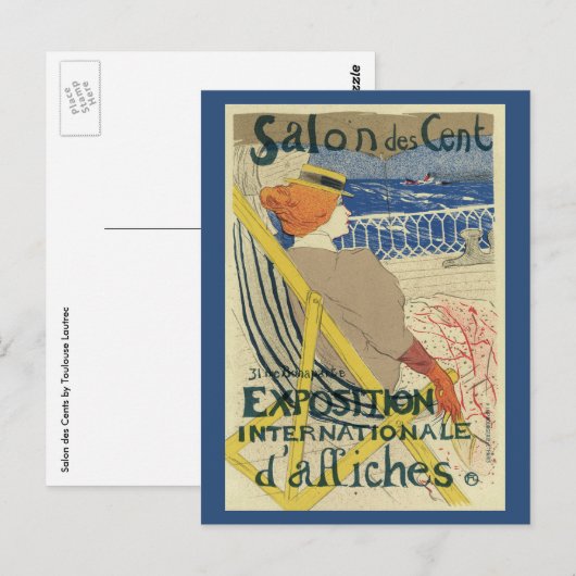 Salon des Cents by Toulouse Lautrec, Art Nouveau Briefkaart (Voorkant / Achterkant)