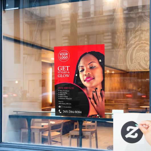 Salon Diensten Bewerkbare Aangepaste Raamfolie Raamsticker (Cafe Raam)