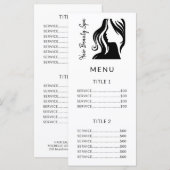 Salon eenvoudige zwart-wit prijs service menu (Voorkant / Achterkant)