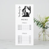Salon eenvoudige zwart-wit prijs service menu (Staand voorkant)