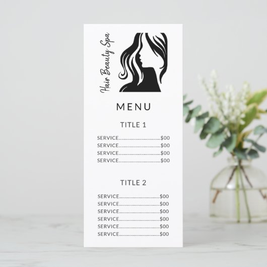Salon eenvoudige zwart-wit prijs service menu (Staand voorkant)