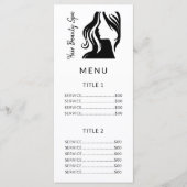 Salon eenvoudige zwart-wit prijs service menu (Voorkant)