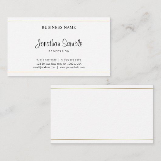 Salon Elegant Calligraphy Script Modern Plain Luxe Visitekaartje (Voorkant / Achterkant)