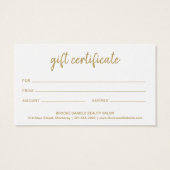 Salon Elegant Gold Business Cadeaubon Visitekaartje (Achterkant)