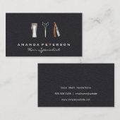 Salon en Barber Hair Tools | zwart leder Visitekaartje (Voorkant / Achterkant)