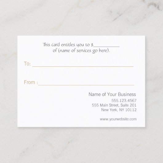 Salon en Spa Goud en Grijs Cadeaubon Kortingskaartje (Achterkant)