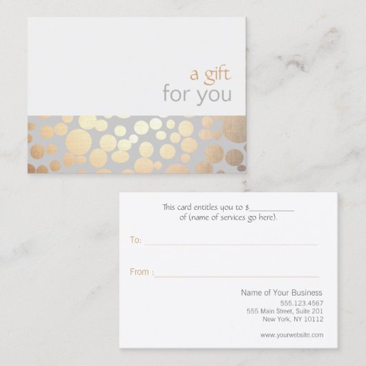 Salon en Spa Goud en Grijs Cadeaubon Kortingskaartje (Voorkant / Achterkant)