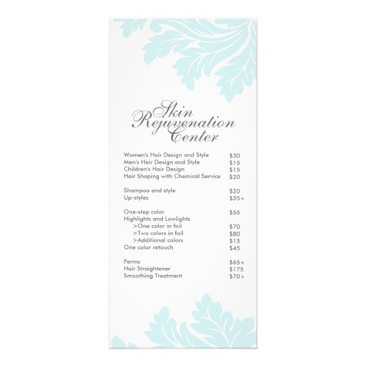 Salon en Spa prijslijst en rack Kaart (Voorkant)