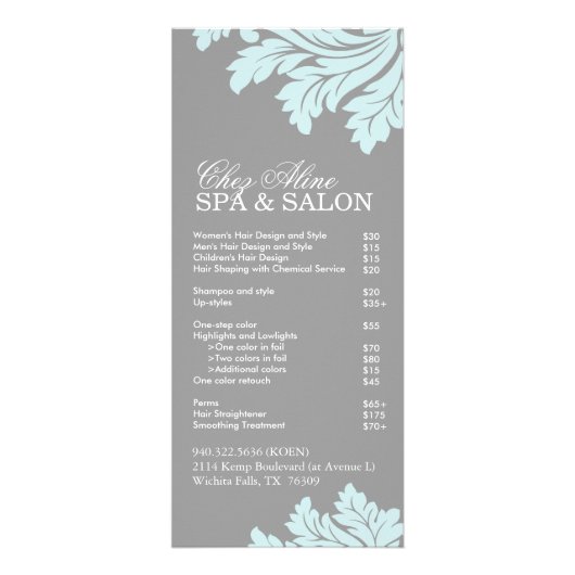 Salon en Spa Service Menu (Voorkant)