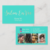 Salon Envee Custom Hair Stylist Modern Turquoise Visitekaartje (Voorkant / Achterkant)