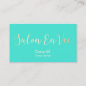 Salon Envee Custom Hair Stylist Modern Turquoise Visitekaartje (Voorkant)