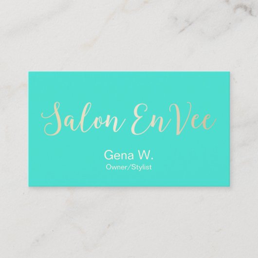 Salon Envee Custom Hair Stylist Modern Turquoise Visitekaartje (Voorkant)