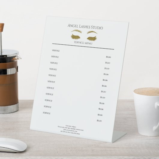 Salon Eye Lashes Extension Gold Reclamebord Met Voetstuk (Insitu)