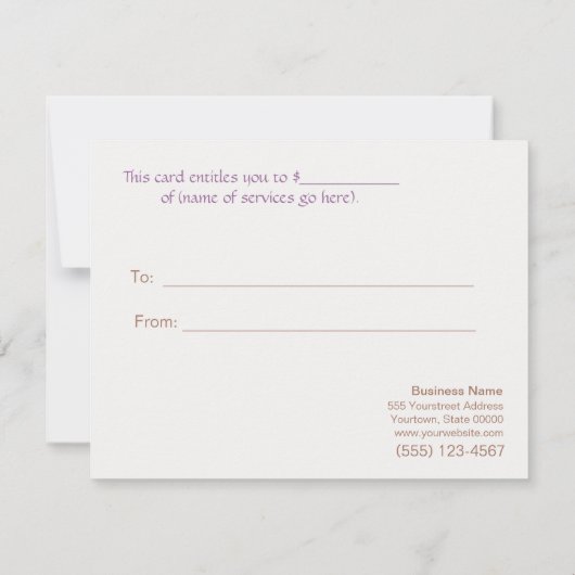 Salon Faux Sequins Linen Salon Gift Certificate (Achterkant)