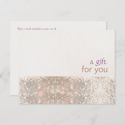 Salon Faux Sequins Linen Salon Gift Certificate (Voorkant / Achterkant)