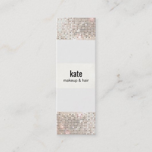 Salon Faux Zilver Sequin Haar Stylist Mini Visitekaartje (Voorkant)