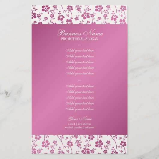 Salon Floral Pink Professional Flyer (Voorkant)