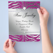 Salon Flyer Jewelry Hair Nail Zebra Glitter Pink (Hand)