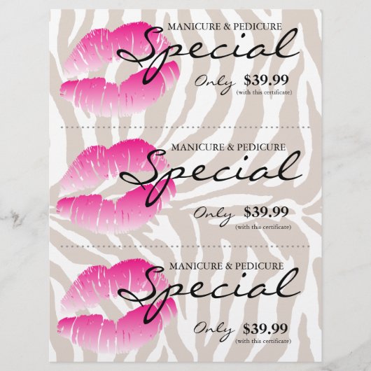 Salon Flyer Spa Lips roze Zebra beige (Voorkant)