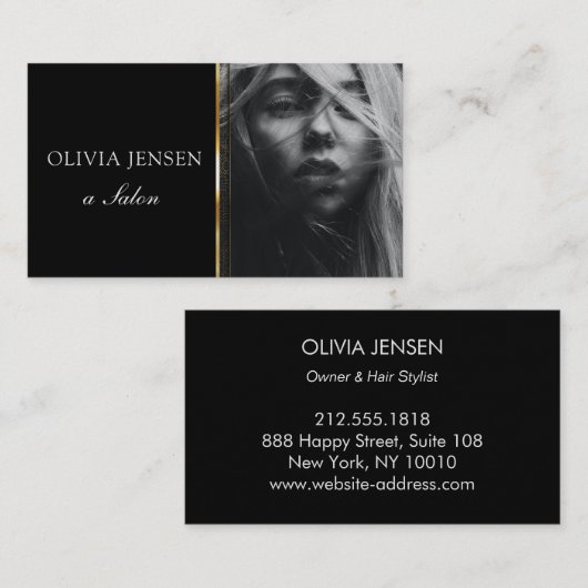 Salon Fotokaart Modern Zwart visitekaartje (Voorkant / Achterkant)