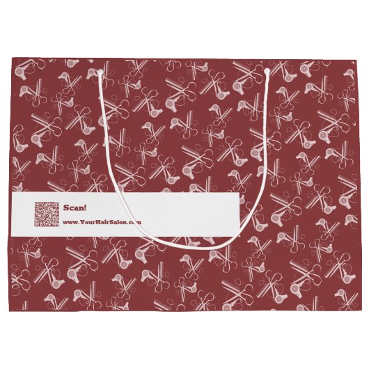 Salon Gereedschappen patroon Logo Motto QR Code Bo Groot Cadeauzakje (Achterkant)