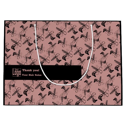 Salon Gereedschappen Patroon Logo Motto QR Code Ro Groot Cadeauzakje (Voorkant)