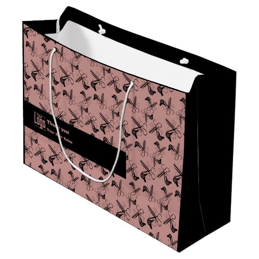 Salon Gereedschappen Patroon Logo Motto QR Code Ro Groot Cadeauzakje (Voorkant Gekanteld)