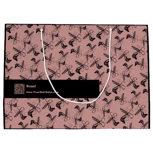 Salon Gereedschappen Patroon Logo Motto QR Code Ro Groot Cadeauzakje (Achterkant)