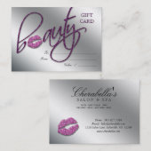 Salon Gift Card Beauty Lips Sparkle Paars Kortingskaartje (Voorkant / Achterkant)
