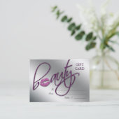 Salon Gift Card Beauty Lips Sparkle Paars Kortingskaartje (Staand voorkant)