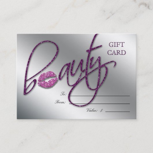 Salon Gift Card Beauty Lips Sparkle Paars Kortingskaartje (Voorkant)
