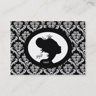 Salon Gift Card Crown Woman Silhouette BW Kortingskaartje