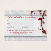 Salon Gift Card Spa Bloem Floral Red Hearts Silve Visitekaartje (Achterkant)