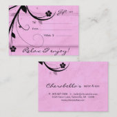 Salon Gift Card Spa Bloem waterroze Kortingskaartje (Voorkant / Achterkant)