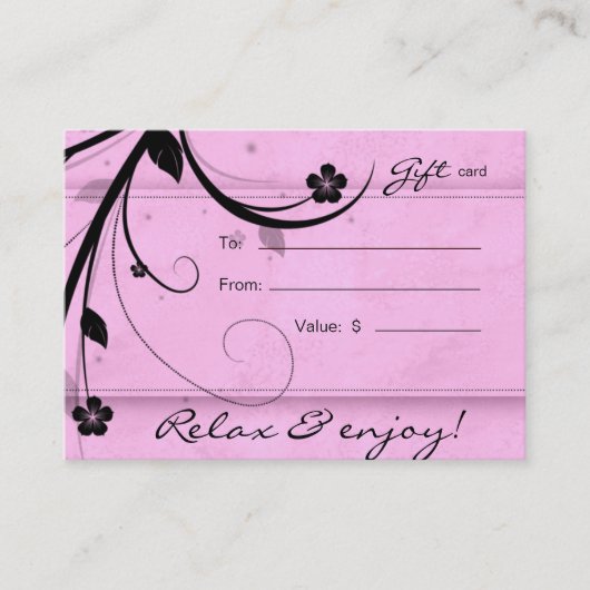 Salon Gift Card Spa Bloem waterroze Kortingskaartje (Voorkant)