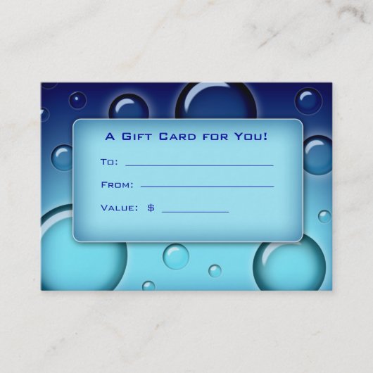 Salon Gift Card Spa Bubbles blauw Kortingskaartje (Voorkant)