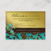 Salon Gift Card Spa Gold Floral BB $25 Kortingskaartje (Achterkant)