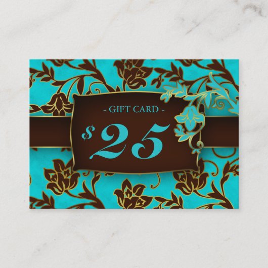 Salon Gift Card Spa Gold Floral BB $25 Kortingskaartje (Voorkant)